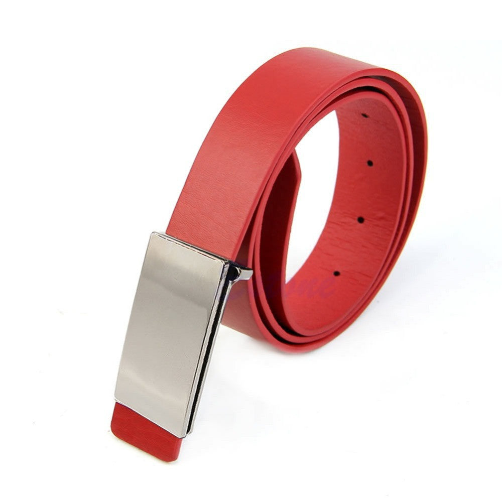 Faux Leather Metal Automatic Formal Buckle Dress Belt for Men