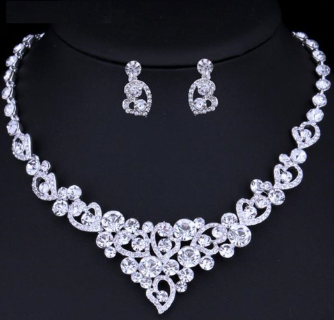 Heart Crystal Bridal Jewelry Sets Necklaces Earrings