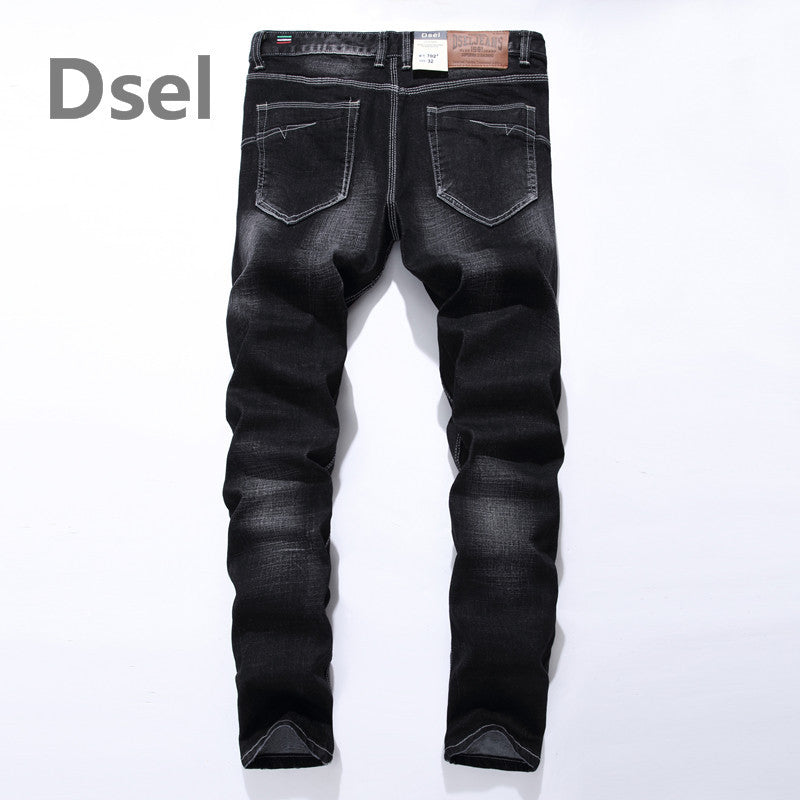 Logo Brand Dsel High Quality Stripe Slim Black Jeans For Men