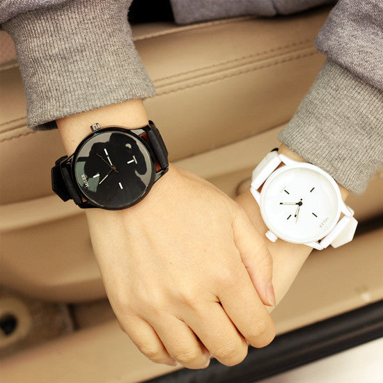 Classic Black and White Silicone Quartz Watches ww-d wm-q