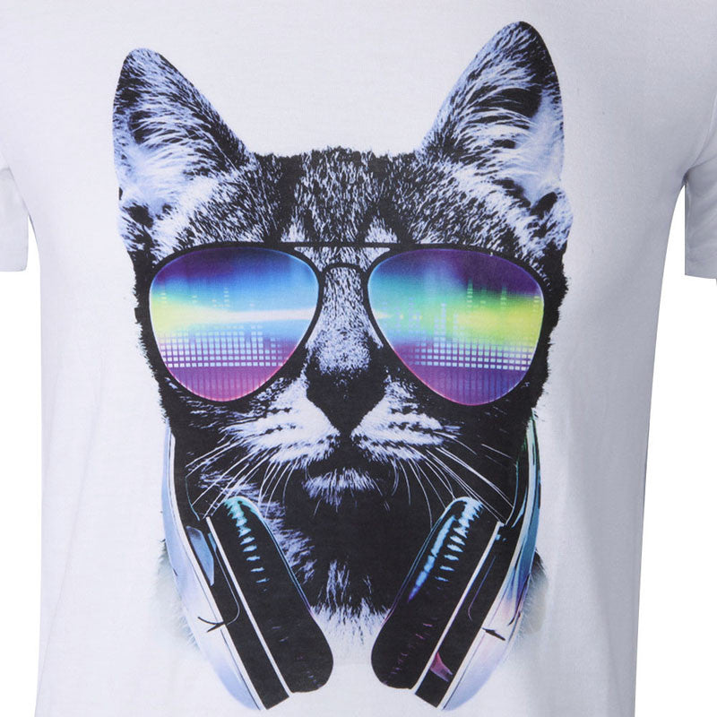 Cat Printed Funny Men's T-shirts High Quality O-Neck Tops(Unisex)