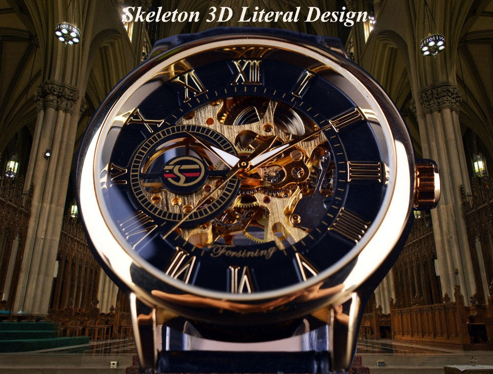 6 Hollow Engraving Skeleton Mechanical Watches wm-m