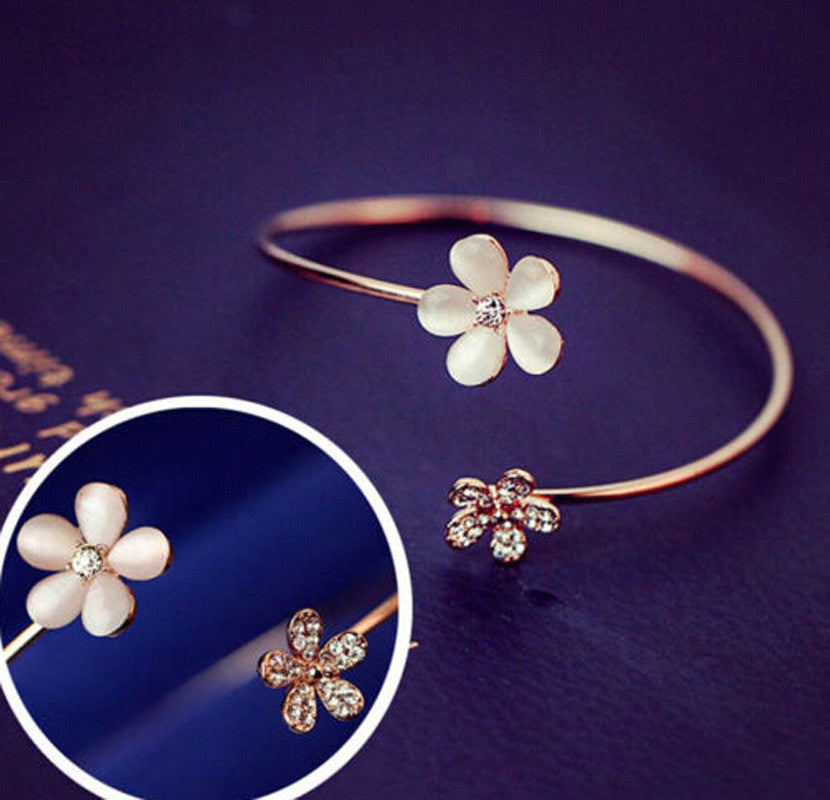 Flower Crystal Gold Plated Bracelets & Bangles Jewelry
