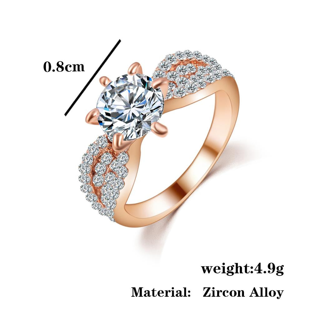 Romantic Crystal Rings White & Rose Gold Color Big Zircon Ring Full Size wr-