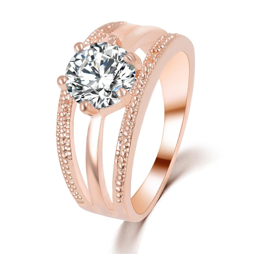 Crystals White & Rose Gold Engagement & Wedding Ring wr-