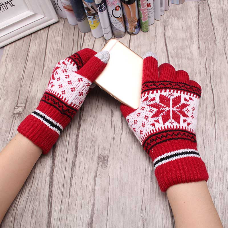 Warm Winter Wool Knitted Gloves For Women