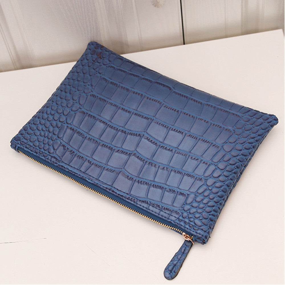 Crocodile Grain Clutch Envelope Bag