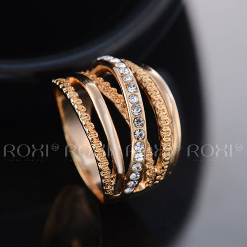 Rose Gold Plated Zirconia Classic Rings wr-