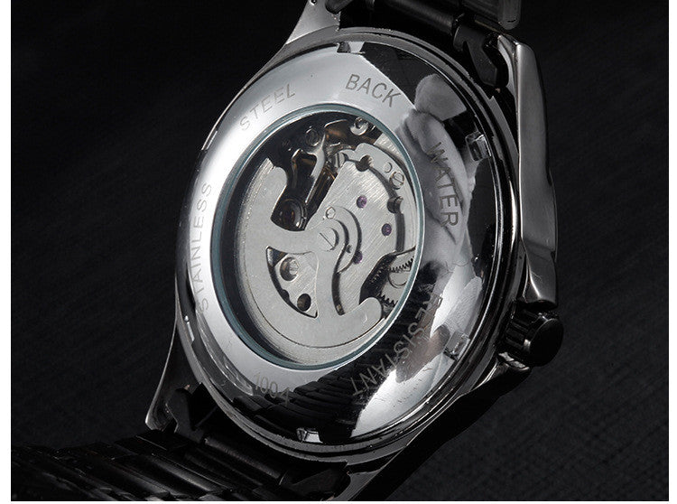 Automatic Mechanical Watches Black Strap Wristwatch wm-m