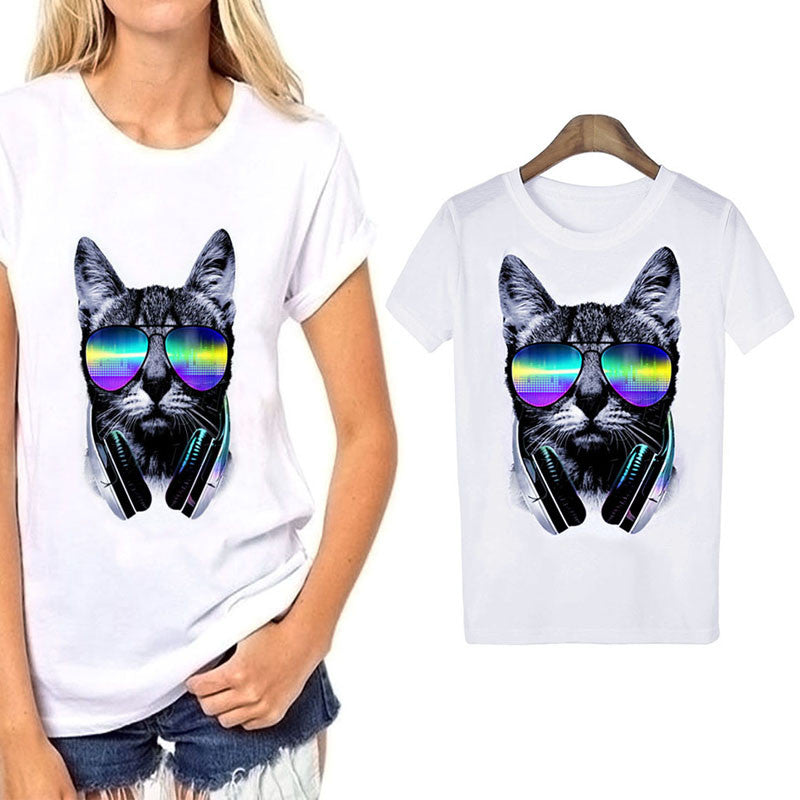 Cat Printed Funny Men's T-shirts High Quality O-Neck Tops(Unisex)