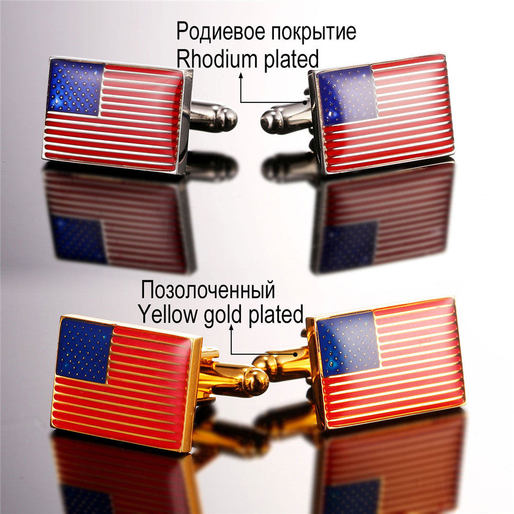 USA Flag Fashion Gold Plated Cufflinks