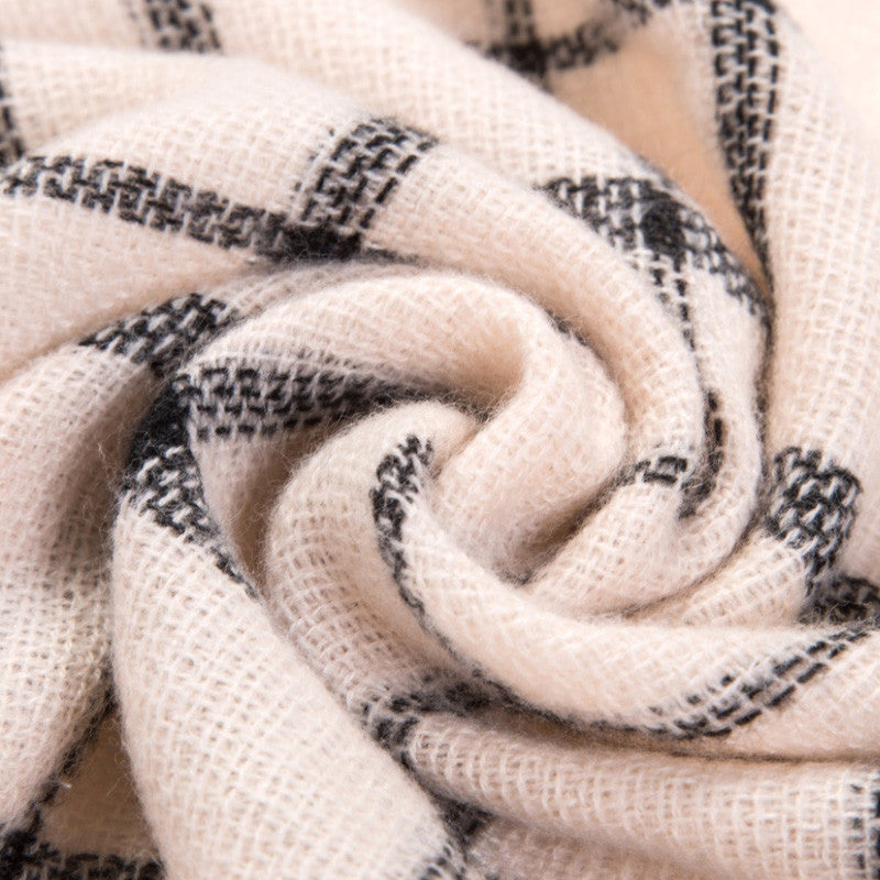 Knitted Plaid Square Female Warm Shawls Scarves
