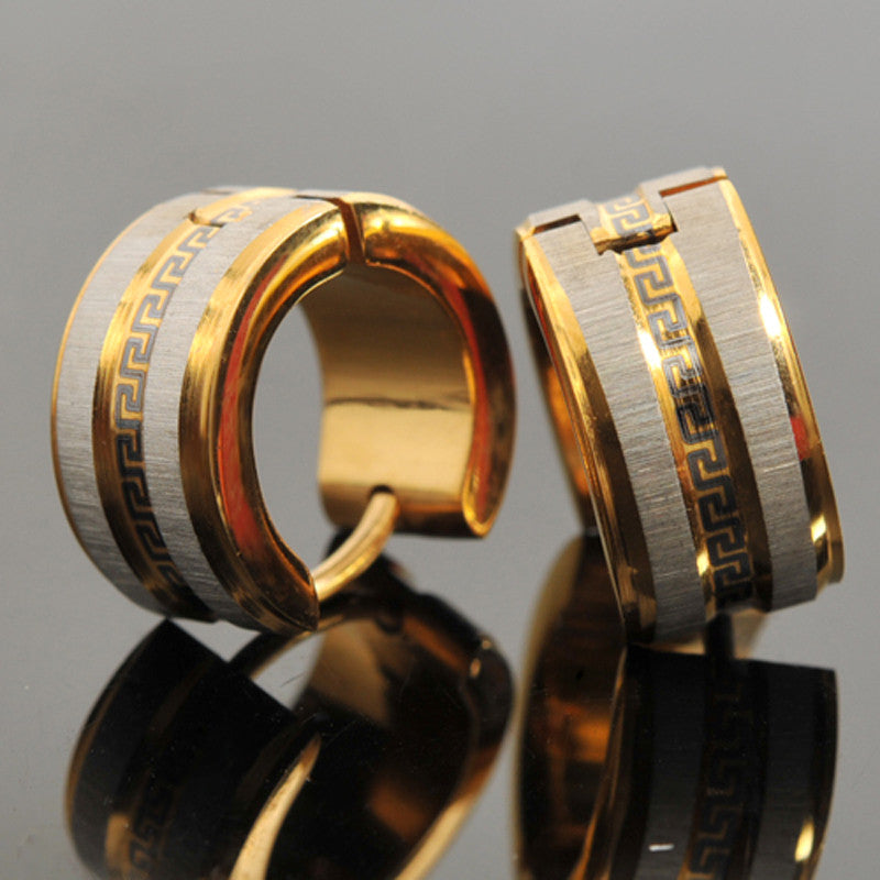 Golden Color Greek Key High Quality Earrings mj-