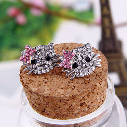 Lovely Silver Plated Small Cute Hello Kitty Earrings
