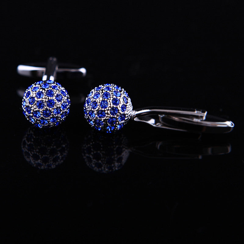 Blue Crystal Ball Buttons Design High Quality Cufflinks