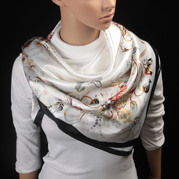 Polyester Silk Flowers Design Scarves