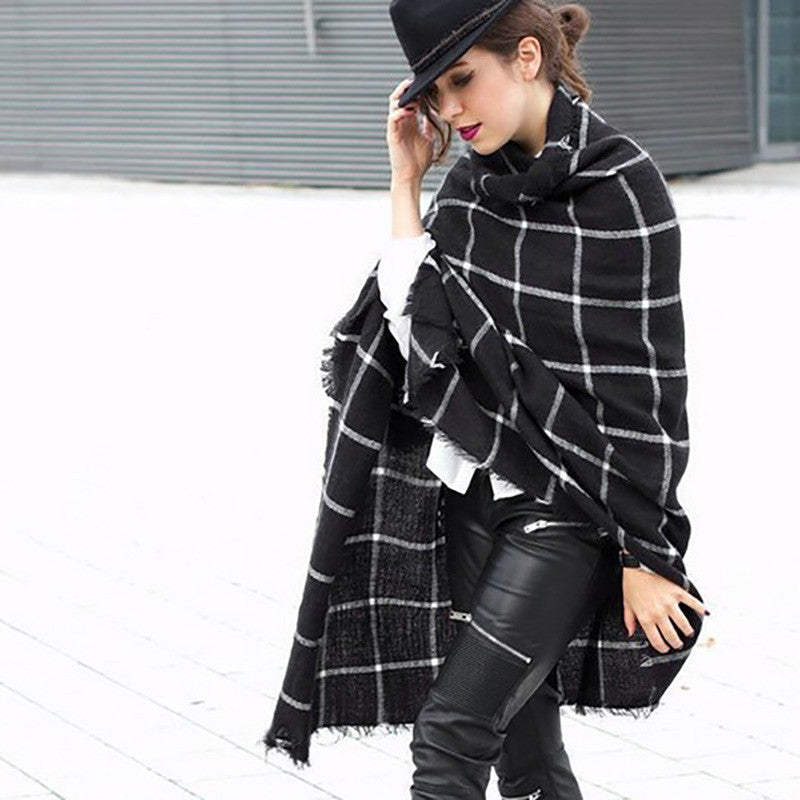 Plaid warm winter scarves shawls