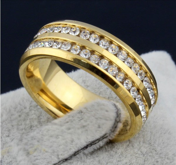 Women And Men's Fashion Double Rows Wedding Jewelry Ring wr- mj-