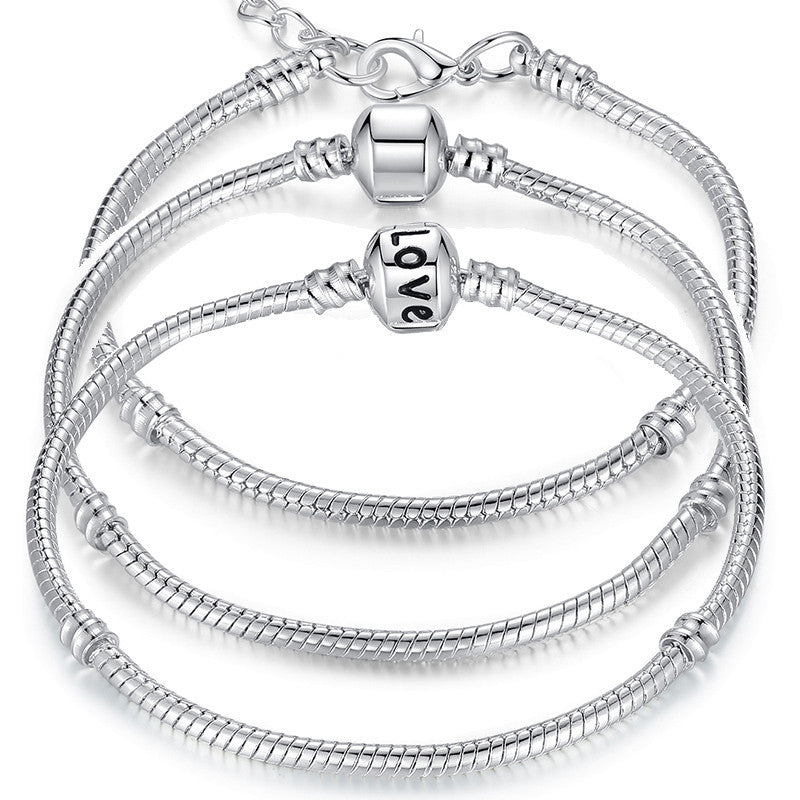 5 Style Silver Plated LOVE Snake Chain Bracelets & Bangle