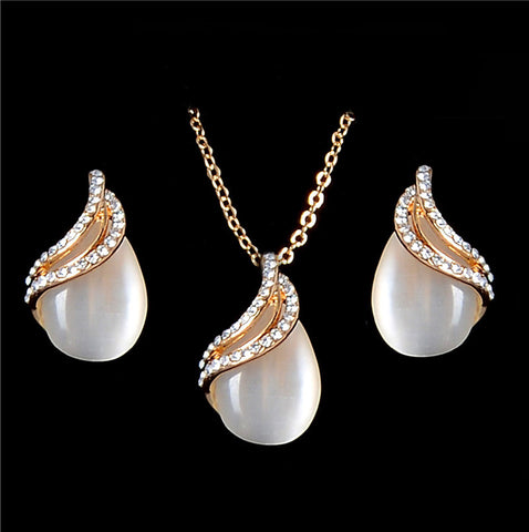 Crystal Pendants Necklaces Earrings Wedding Jewelry Sets