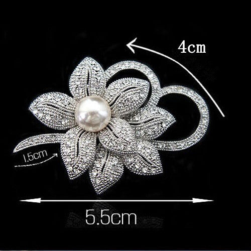 High Quality Vintage Style Crystals Pearl Big Bow Brooch