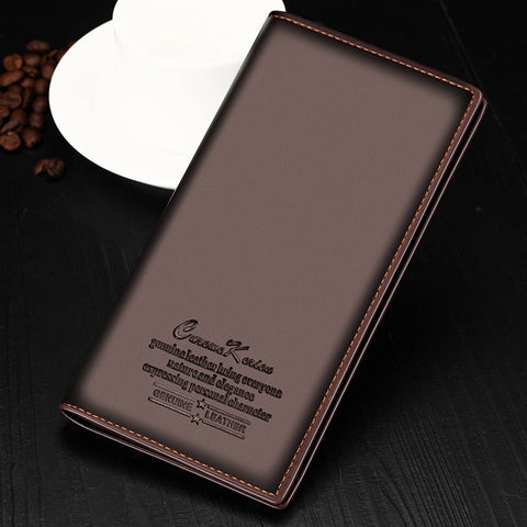 Black Brown Genuine Leather Men's Wallet Business ID Card Holder