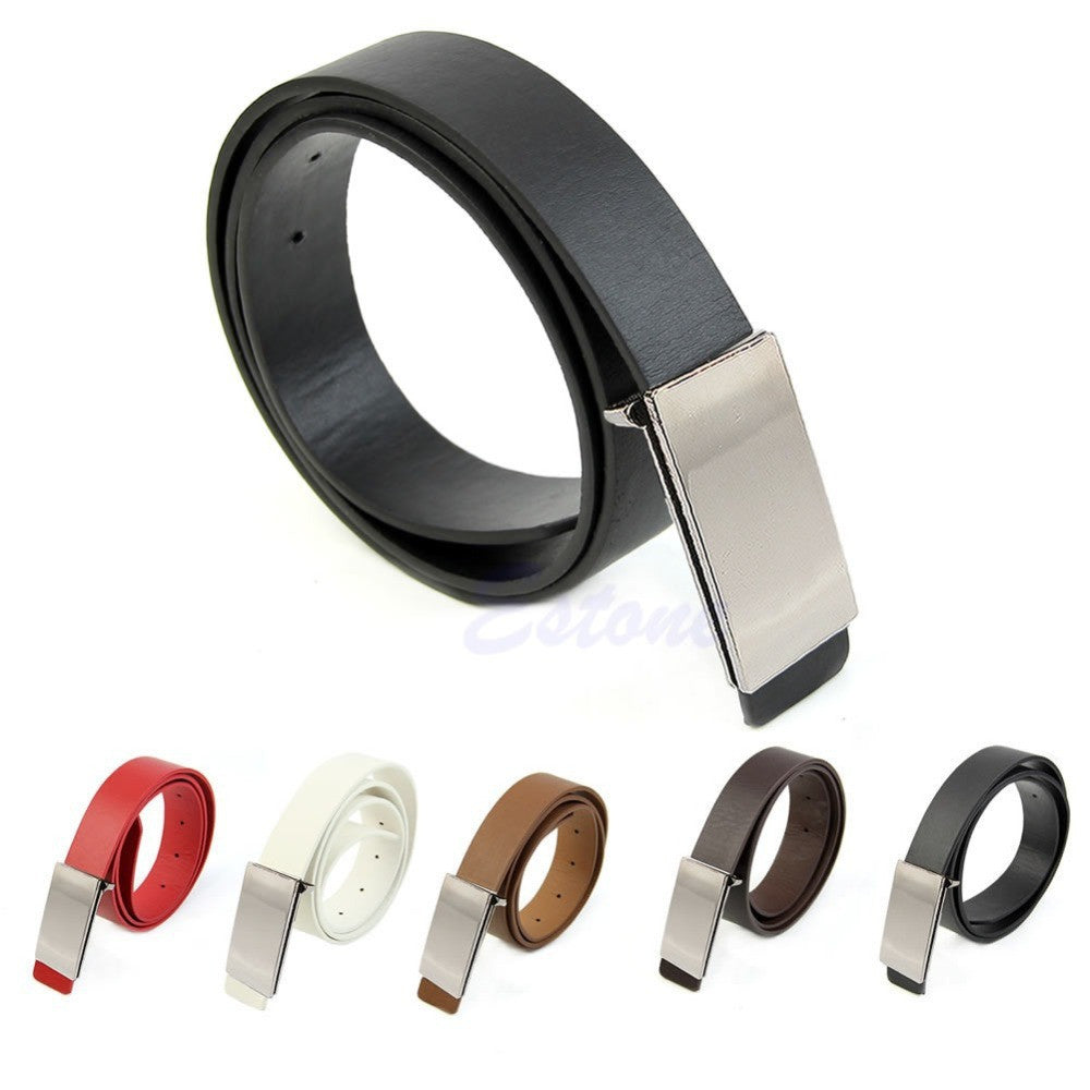 Faux Leather Metal Automatic Formal Buckle Dress Belt for Men