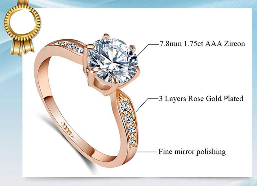 AAA CZ Diamond Rose Gold Plated Engagement Wedding Rings wr-