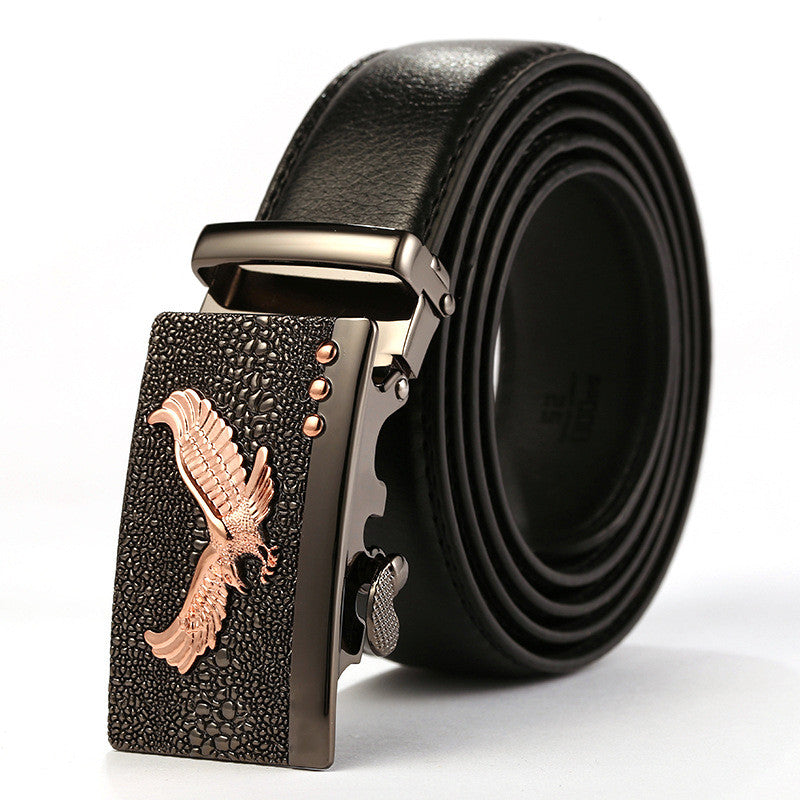 Automatic Buckle Luxury Black Strap High Quality Genuine Leather Belt For Men