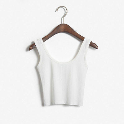 Scoop Neck Sleeveless Fitted Stretch Tops