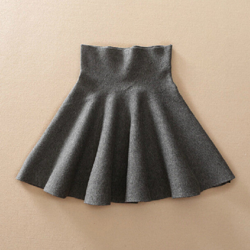 Autumn High Waist Knitted Skirts Casual Elastic Flared