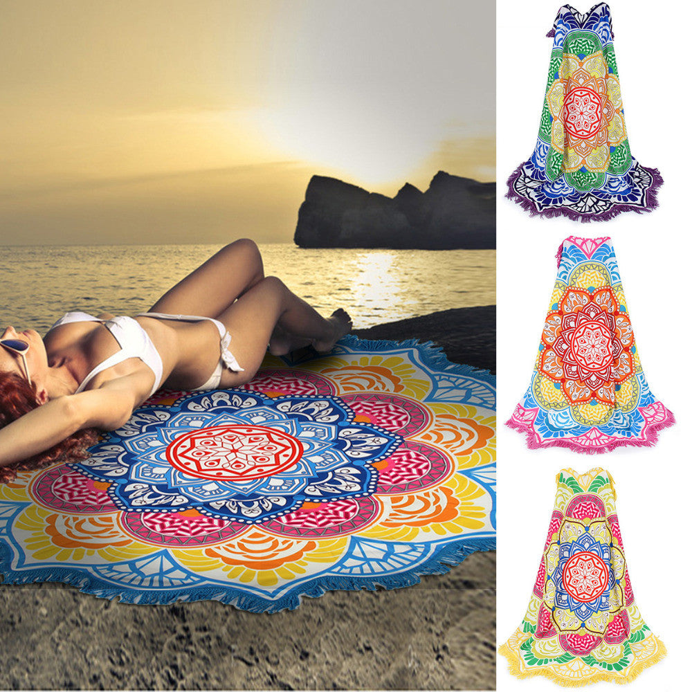 Summer Thin Round Mandala tapestry Wrap shawl Beach Cover Up