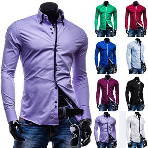 Casual Stylish Slim Fit Long Sleeve Dress Shirt for Men