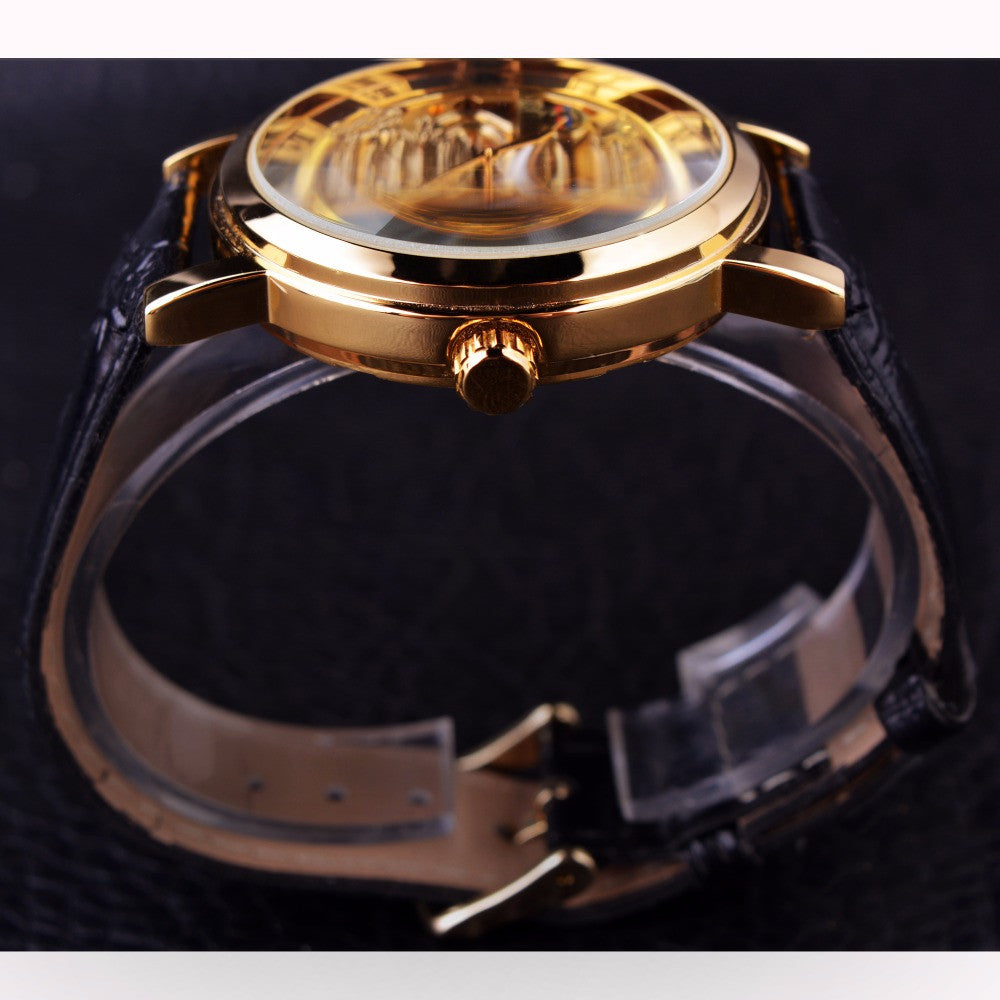 Skeleton Design Transaprent Case Mechanical Watch wm-m