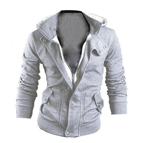 Black Men's Fashion Winter Slim Hoodie Warm Sweatshirts Jacket