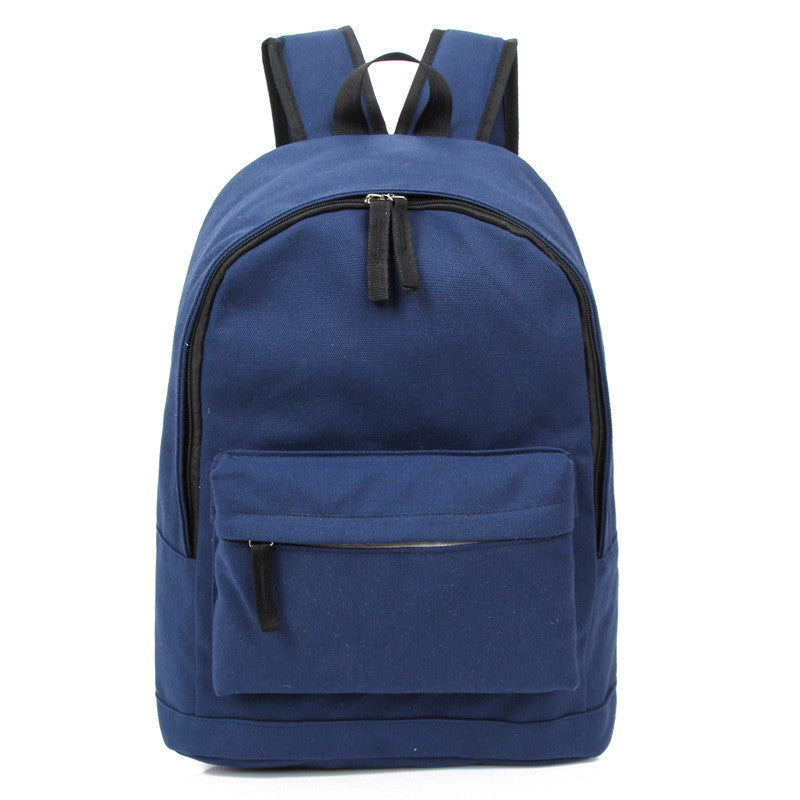 Solid Preppy Style Canvas Backpack bwb