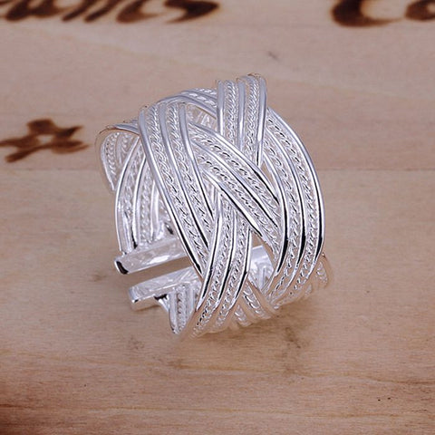 Big Net Weaving Silver Jewelry Ring wr- mj-