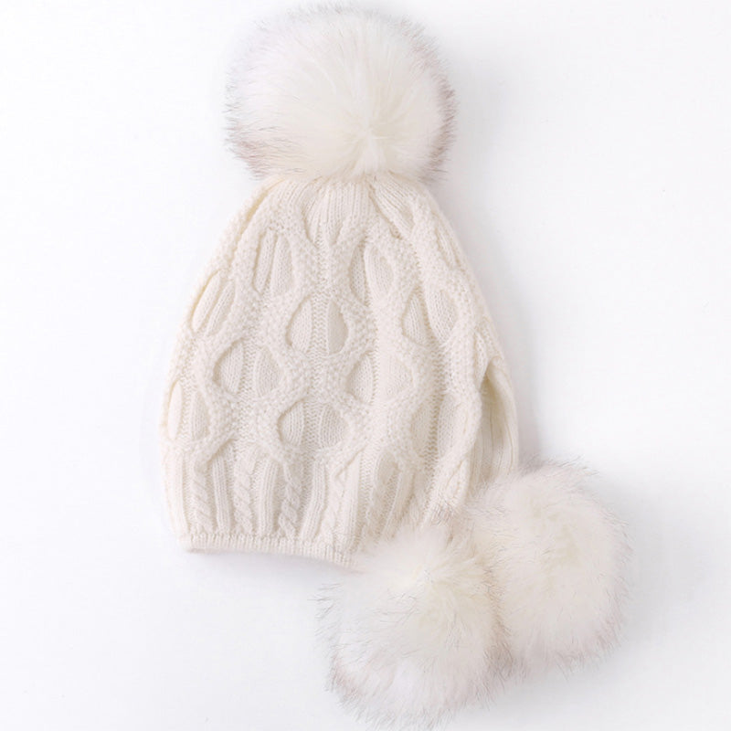 Winter Beanie Hats for Women Rabbit Fur Knitted Caps