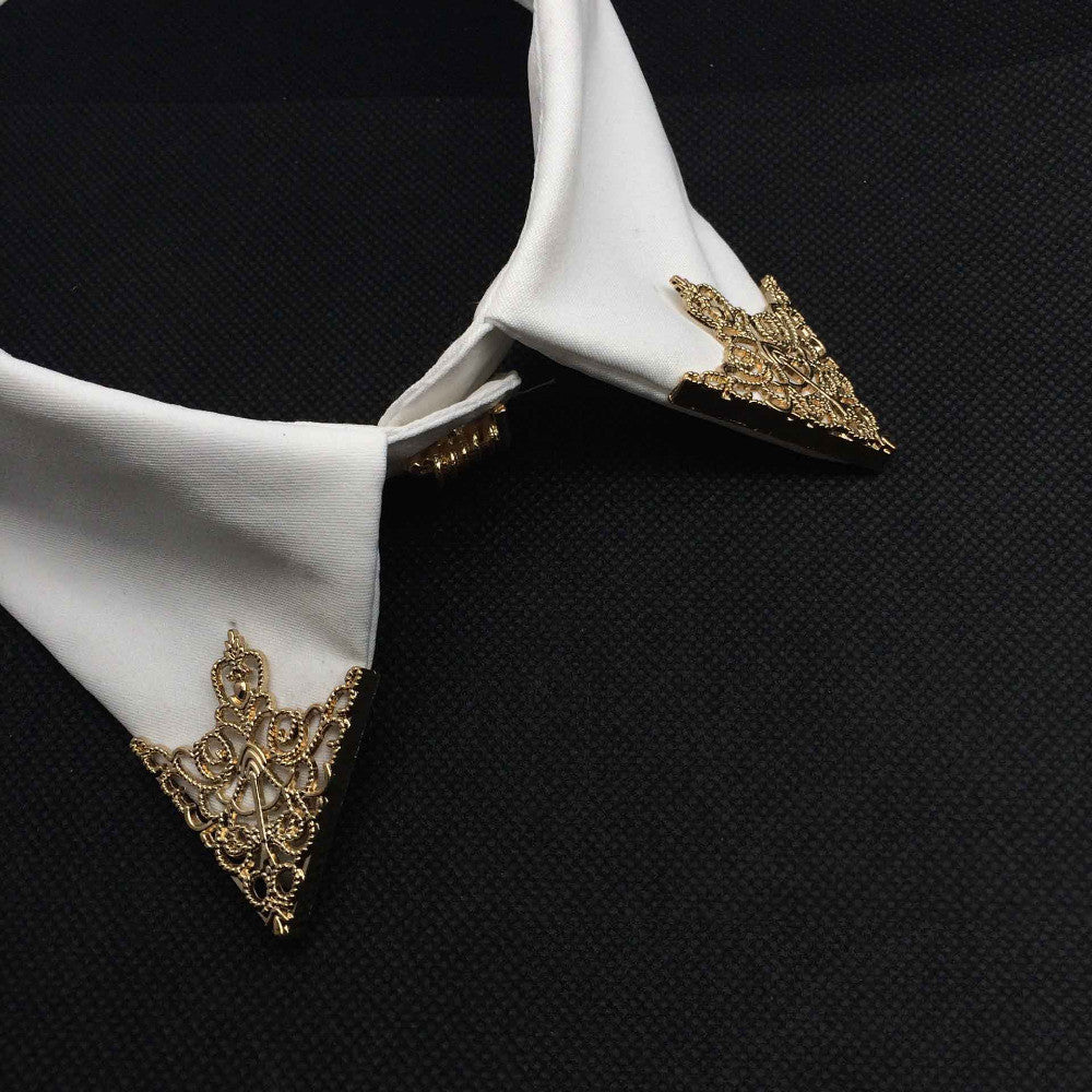 Gold Plated Collar Angle Triangle Shirts Brooch Pin mj-