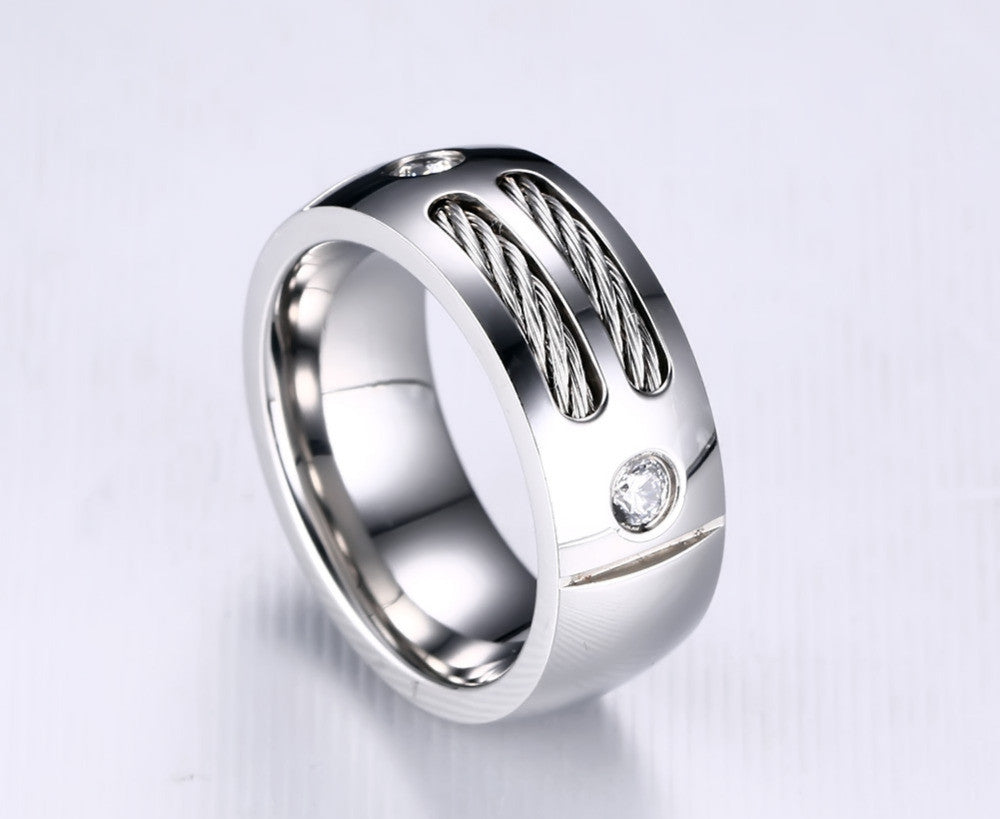 Men's Ring Rock Ring Wire Cubic Zirconia mj-