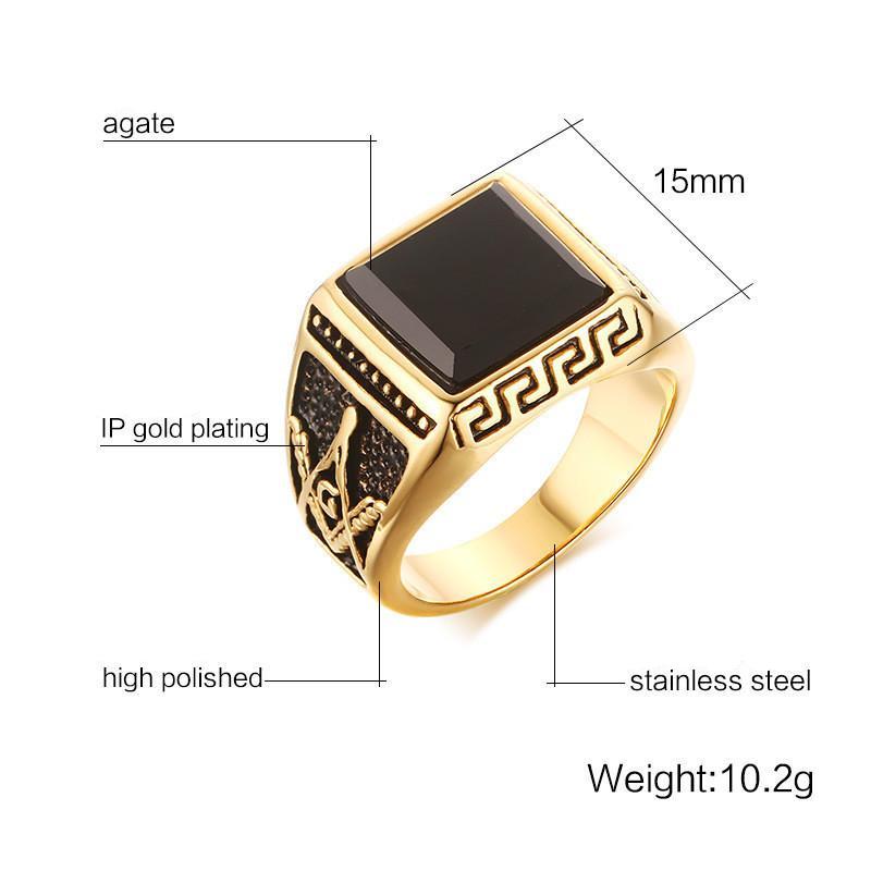 Gold Plated Cool Men Masonic Rings Men's Jewelry