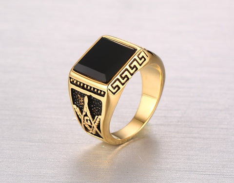 Gold Plated Cool Men Masonic Rings Men's Jewelry