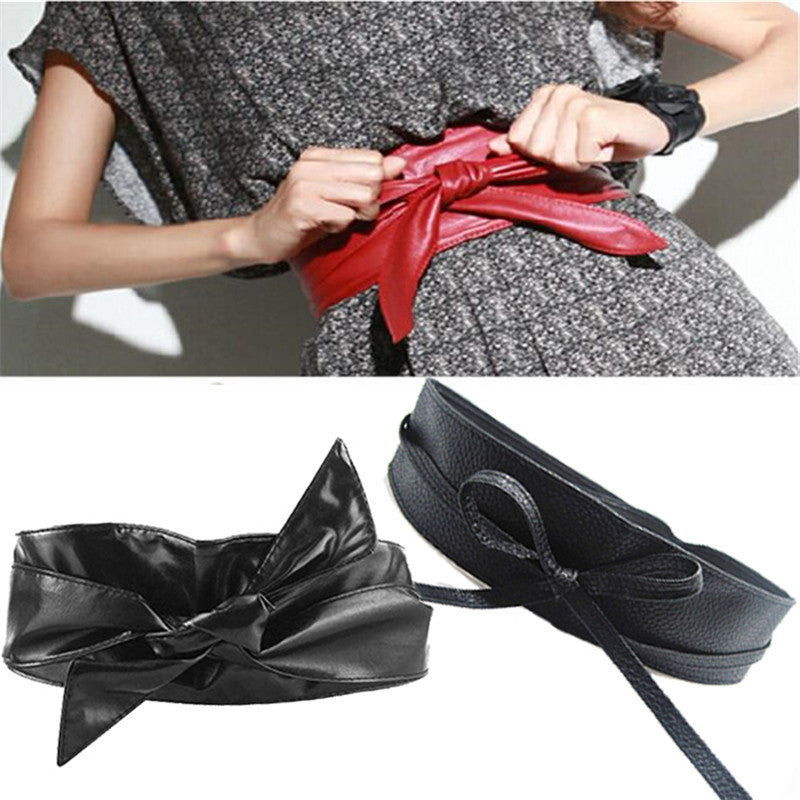 Fashion Circle Soft Leather Bowknot Body Shaping Band Belts for Women