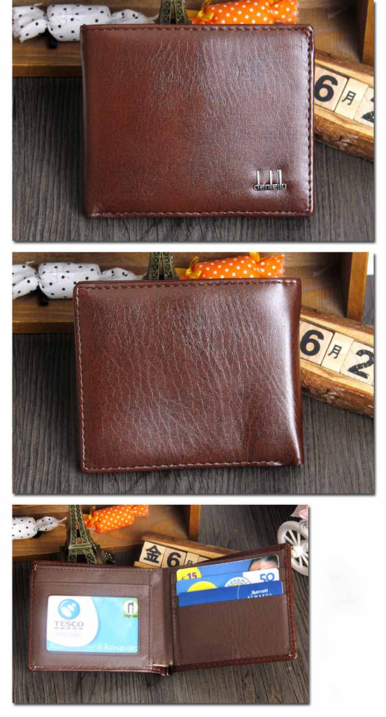 Solid Color Leather Bifold Business Style Men's Wallet