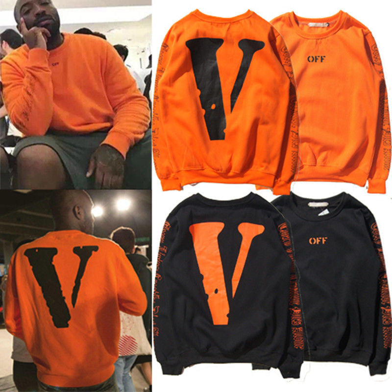 Orange Fashion 'V' Printed Sweatshirts for Men