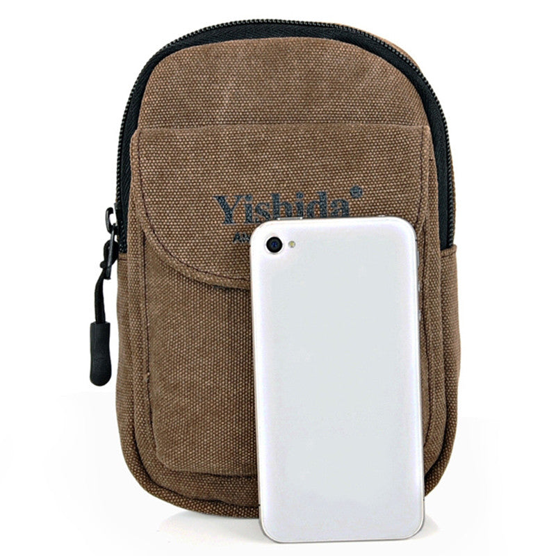 Durable Wear-Resisting Waistbag Phone Holding Waist Canvas Pockets