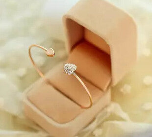 Diamond Heart Double Love Gold Bracelets