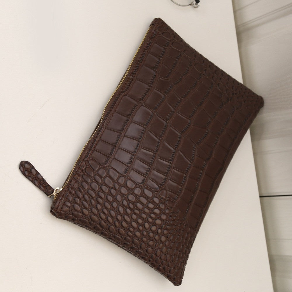 Crocodile Grain Clutch Envelope Bag