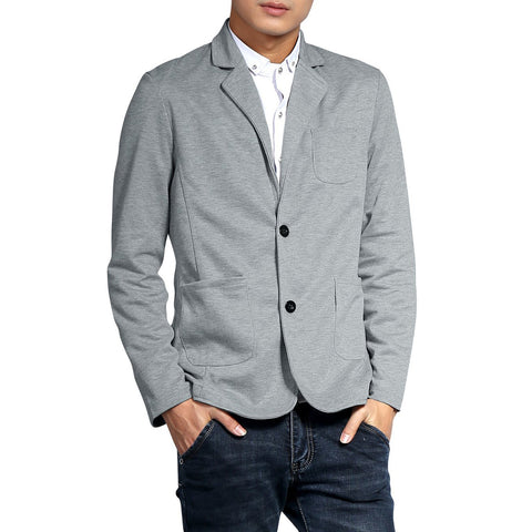 Casual Single Breasted Patch Pocket Gray Color Blazer for Men