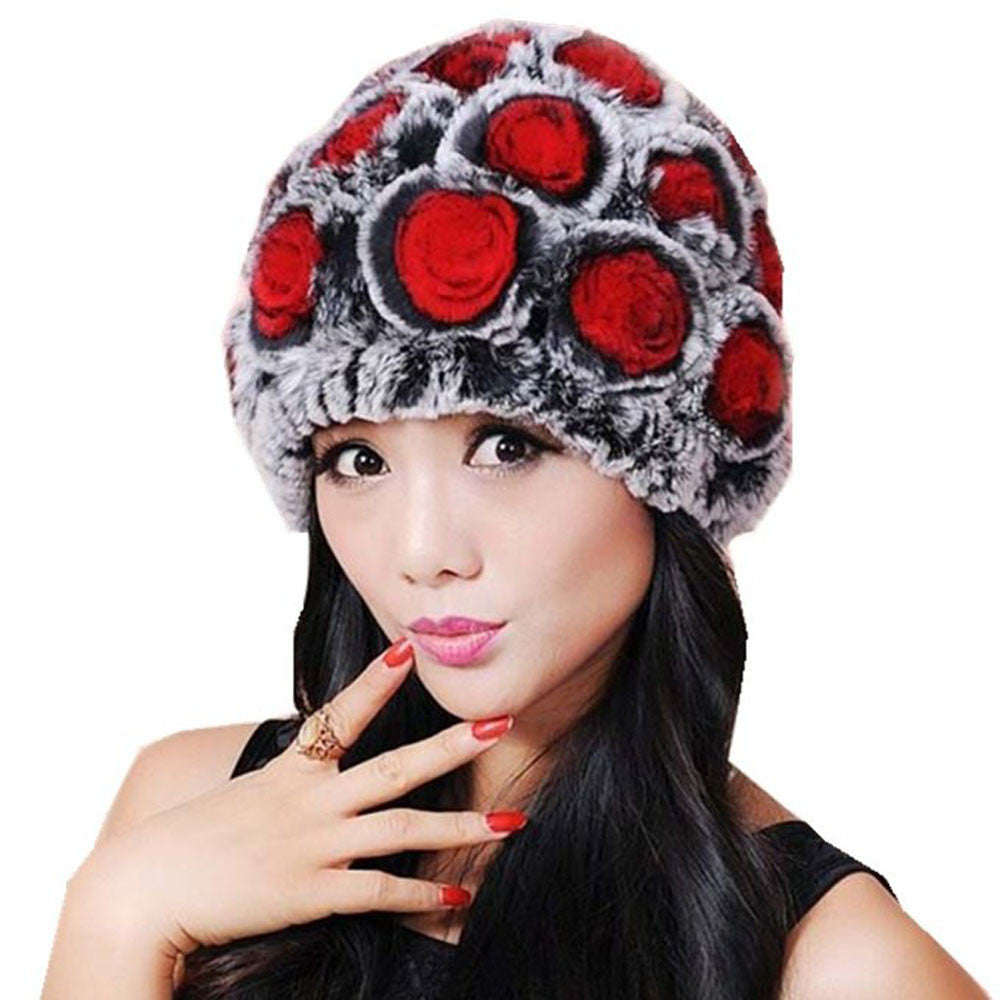 Winter Faux Rabbit Fur Hats For Women Handmade Warm Caps